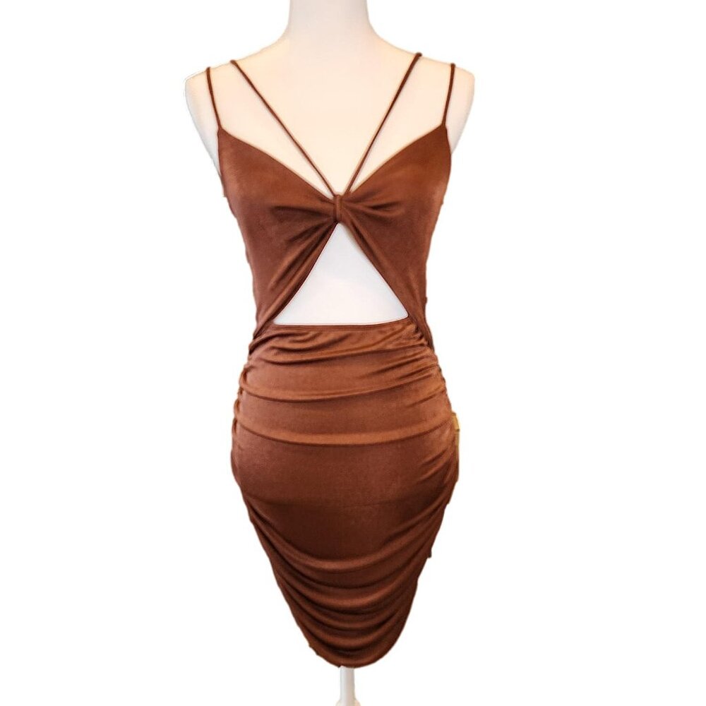 Forever 21 Spandex Rust Dress with side Ruching - Size L